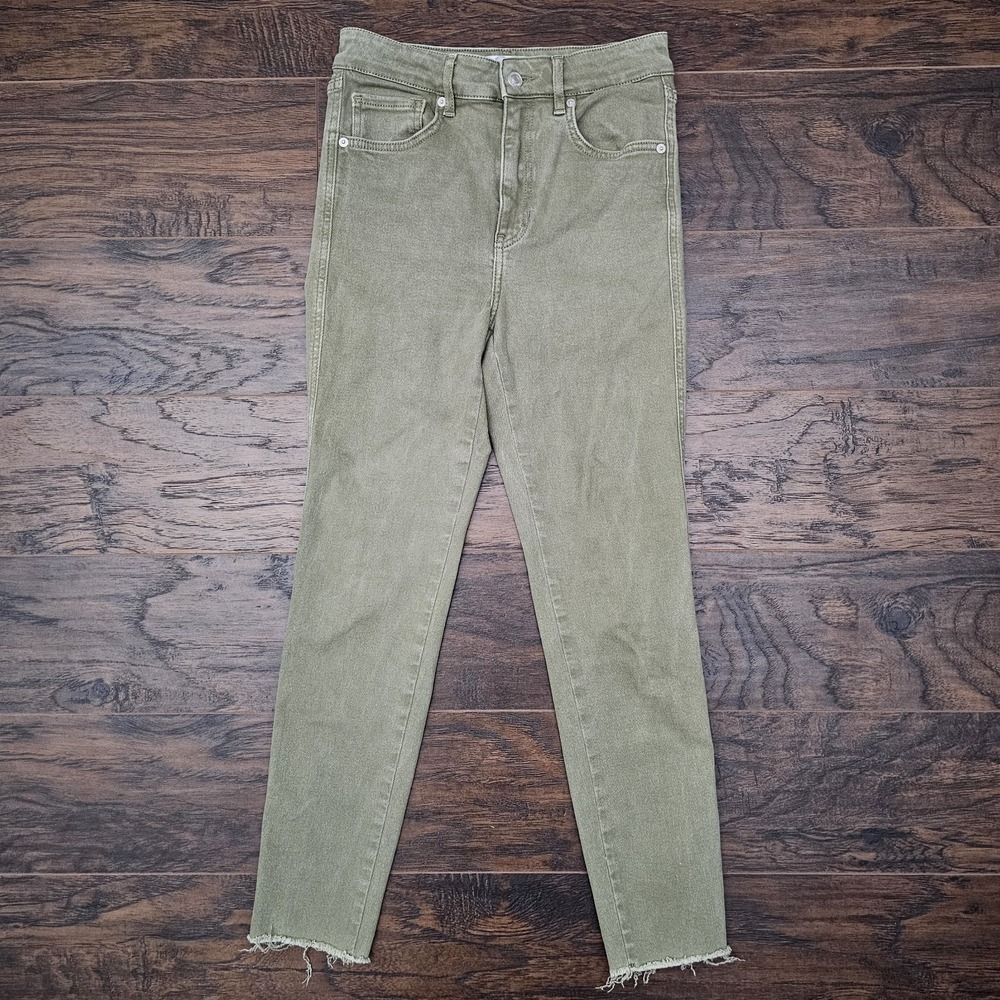 We the Free People Jeans Womens Size 28 Green Skinny Raw Hem Festival Boho